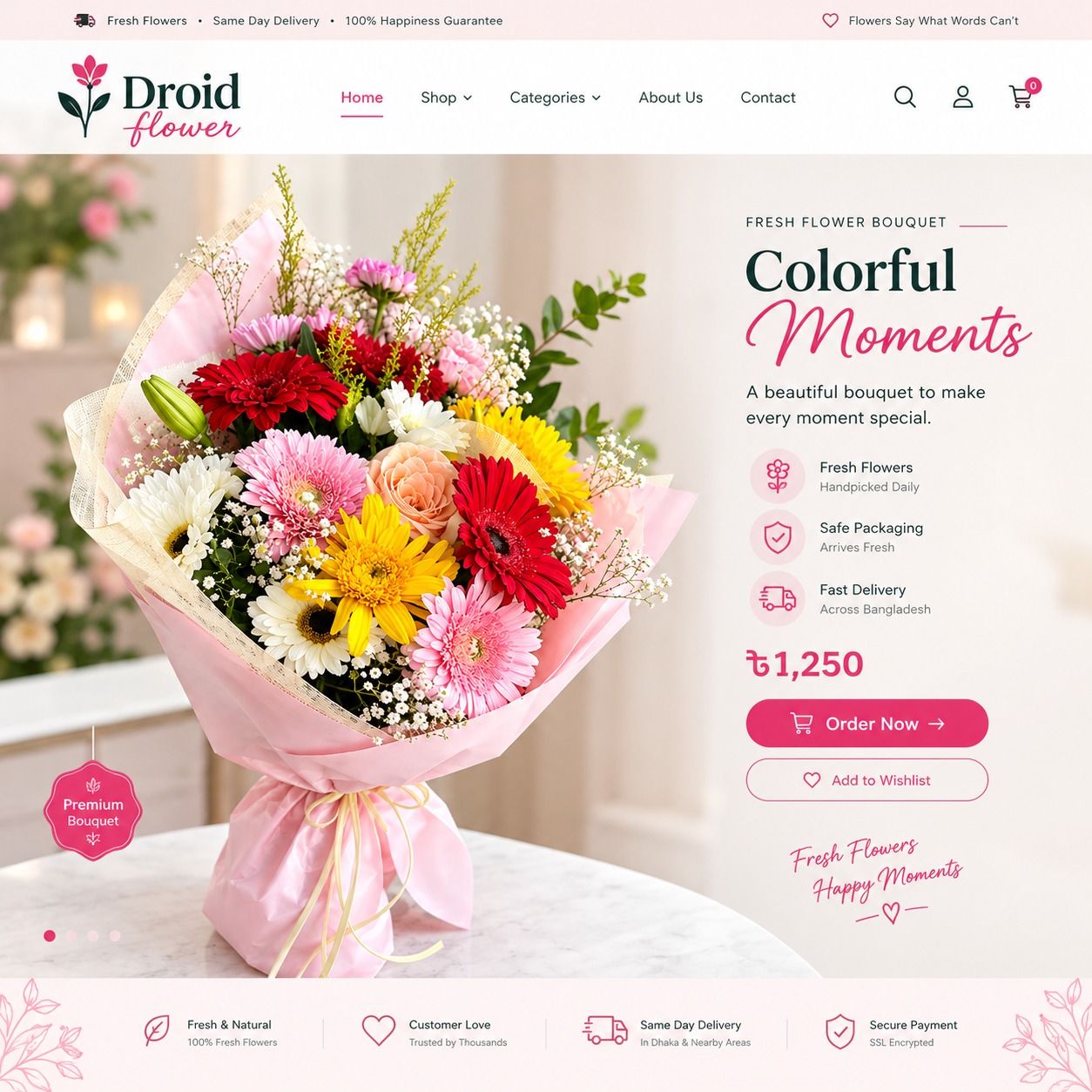 Colorful fresh flower bouquet